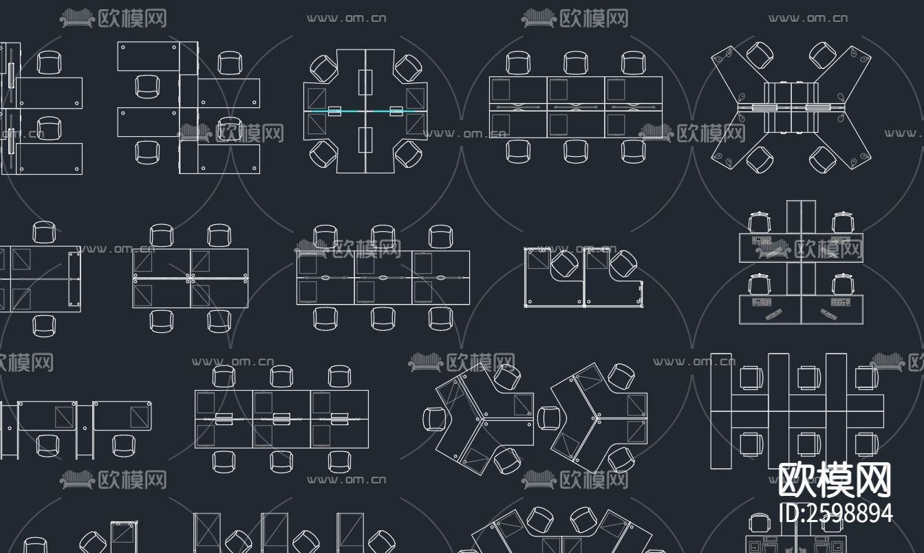 办公桌cad图块下载（渲染图3）