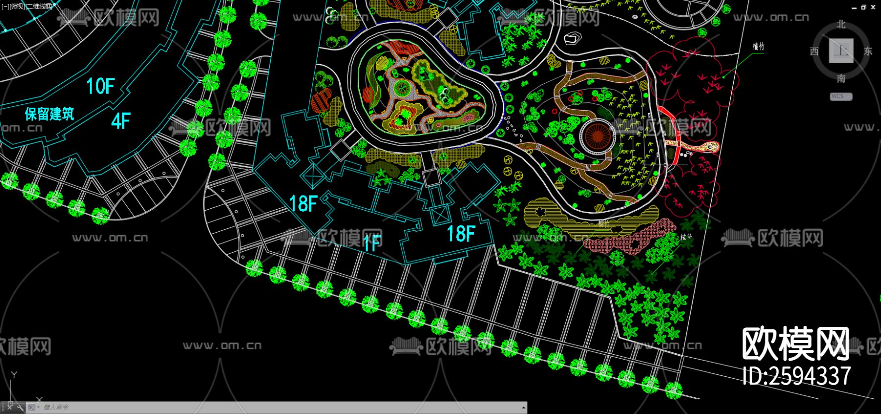 小区规划CAD施工图下载（渲染图1）