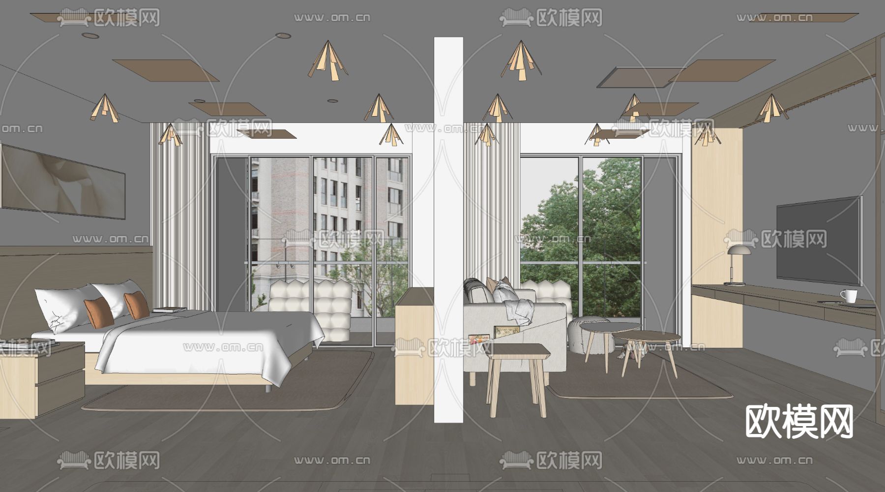 现代公寓su模型下载（渲染图2）