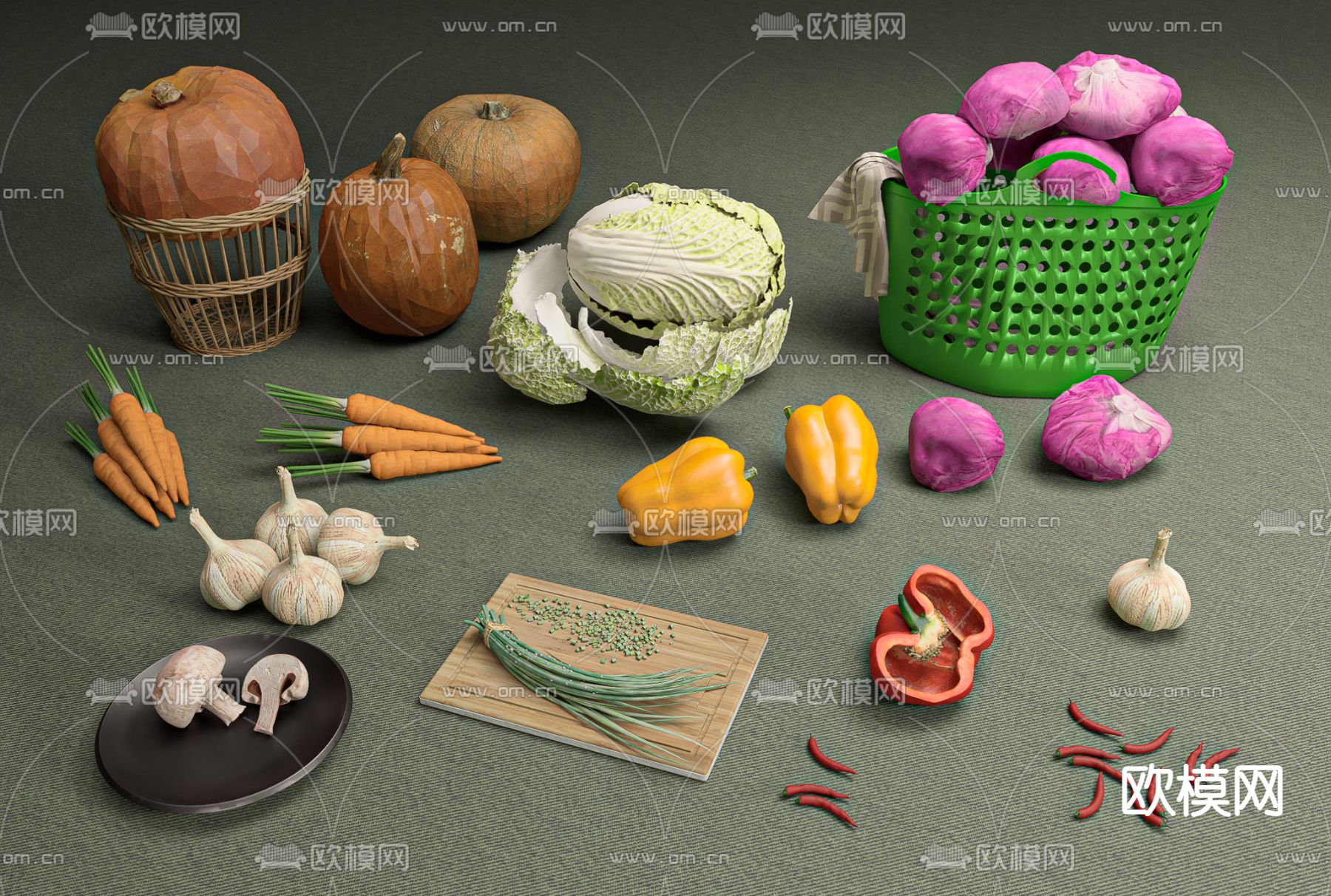 蔬菜 瓜果 食物su模型下载（渲染图1）