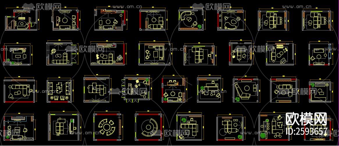 2023客厅布局CAD图库下载（渲染图5）