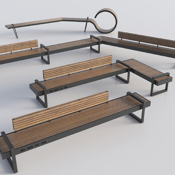 公园椅 户外椅3d模型