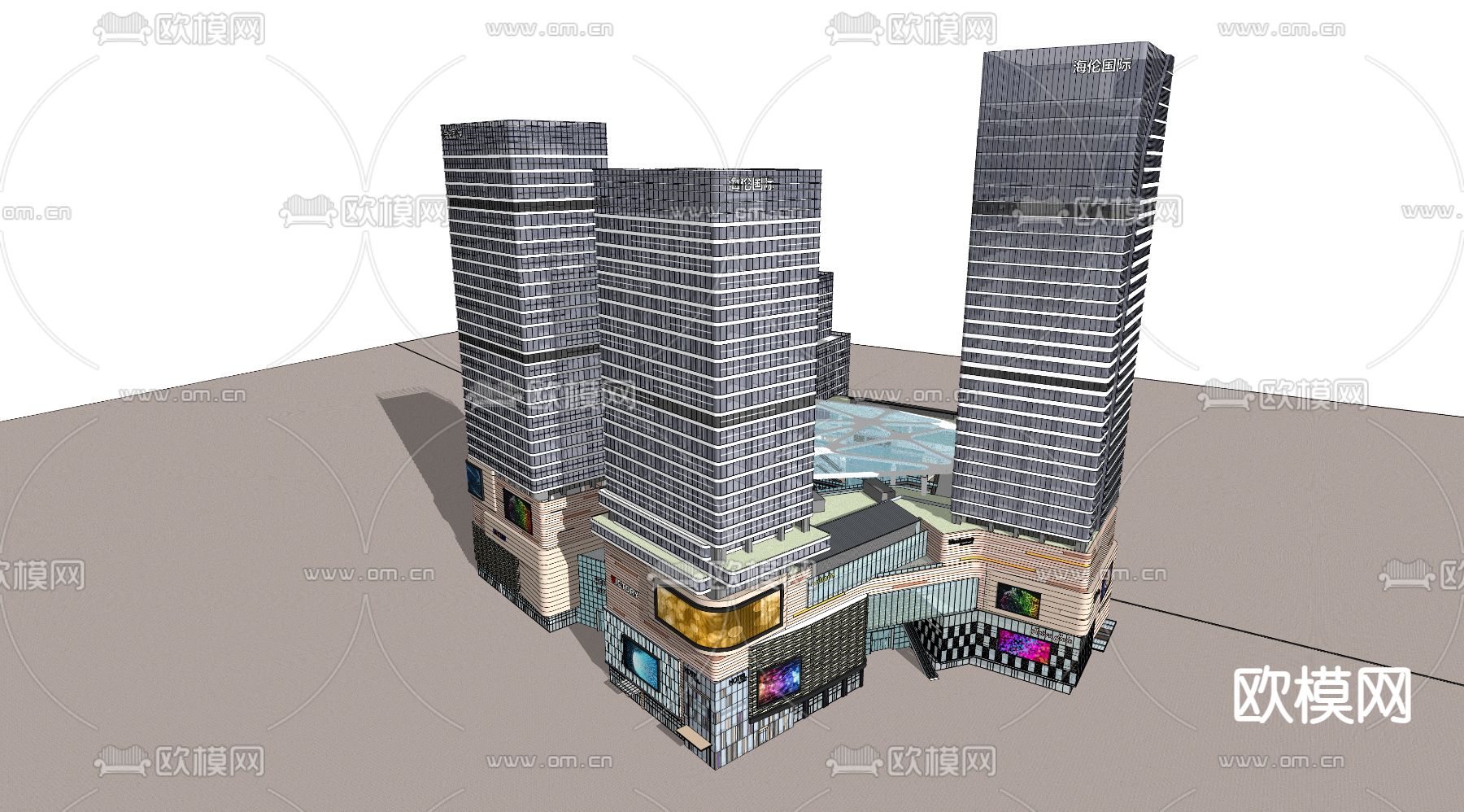 商业综合体 鸟瞰su模型下载（渲染图7）