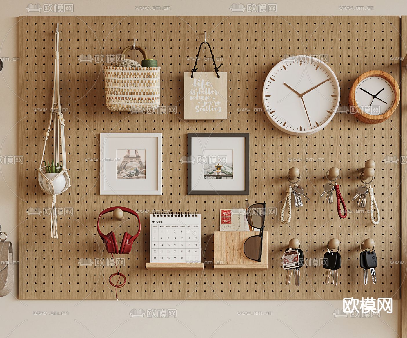 换鞋凳 长凳子 洞洞板3d模型下载（渲染图2）