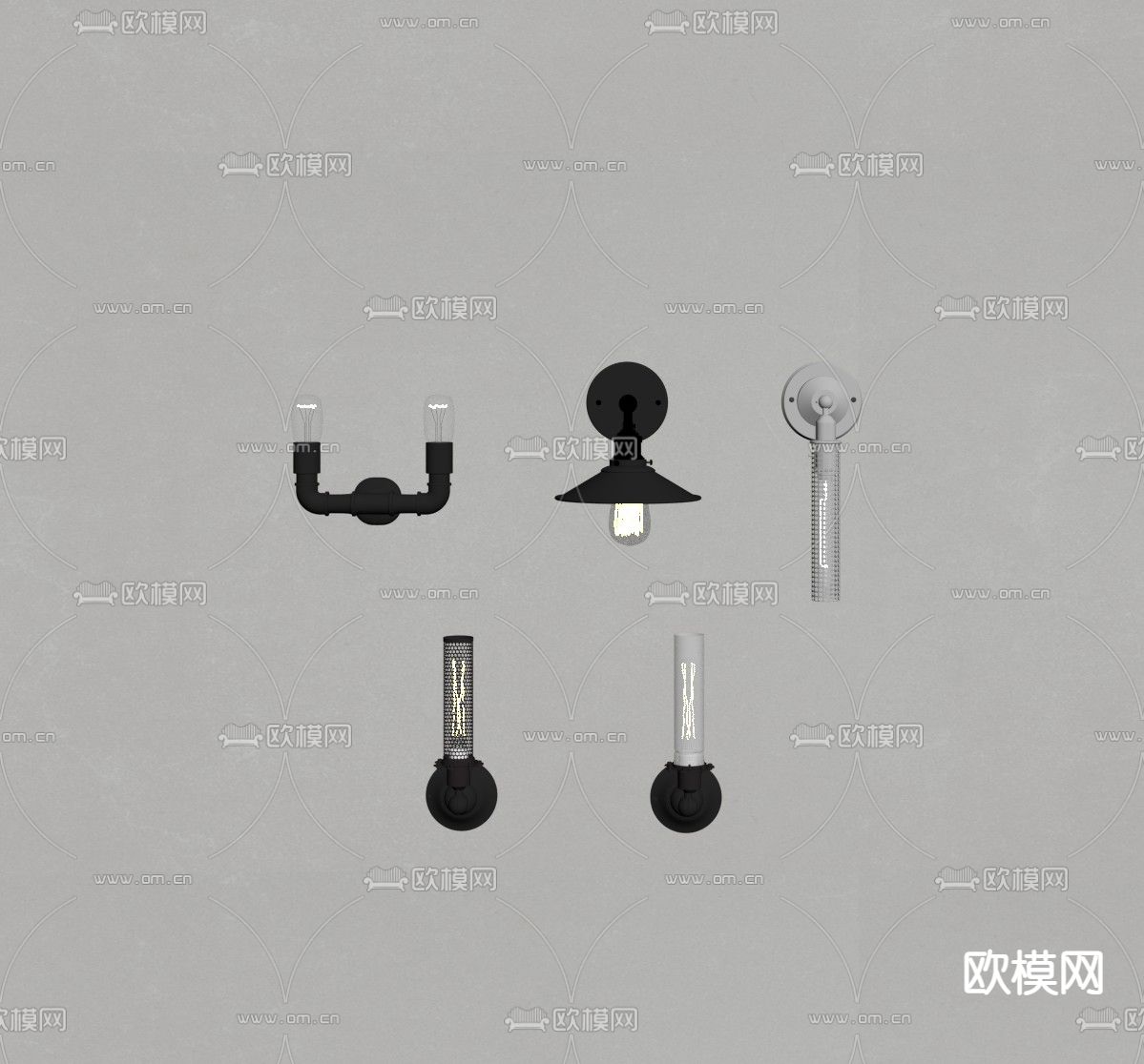 工业风壁灯su模型下载（渲染图2）