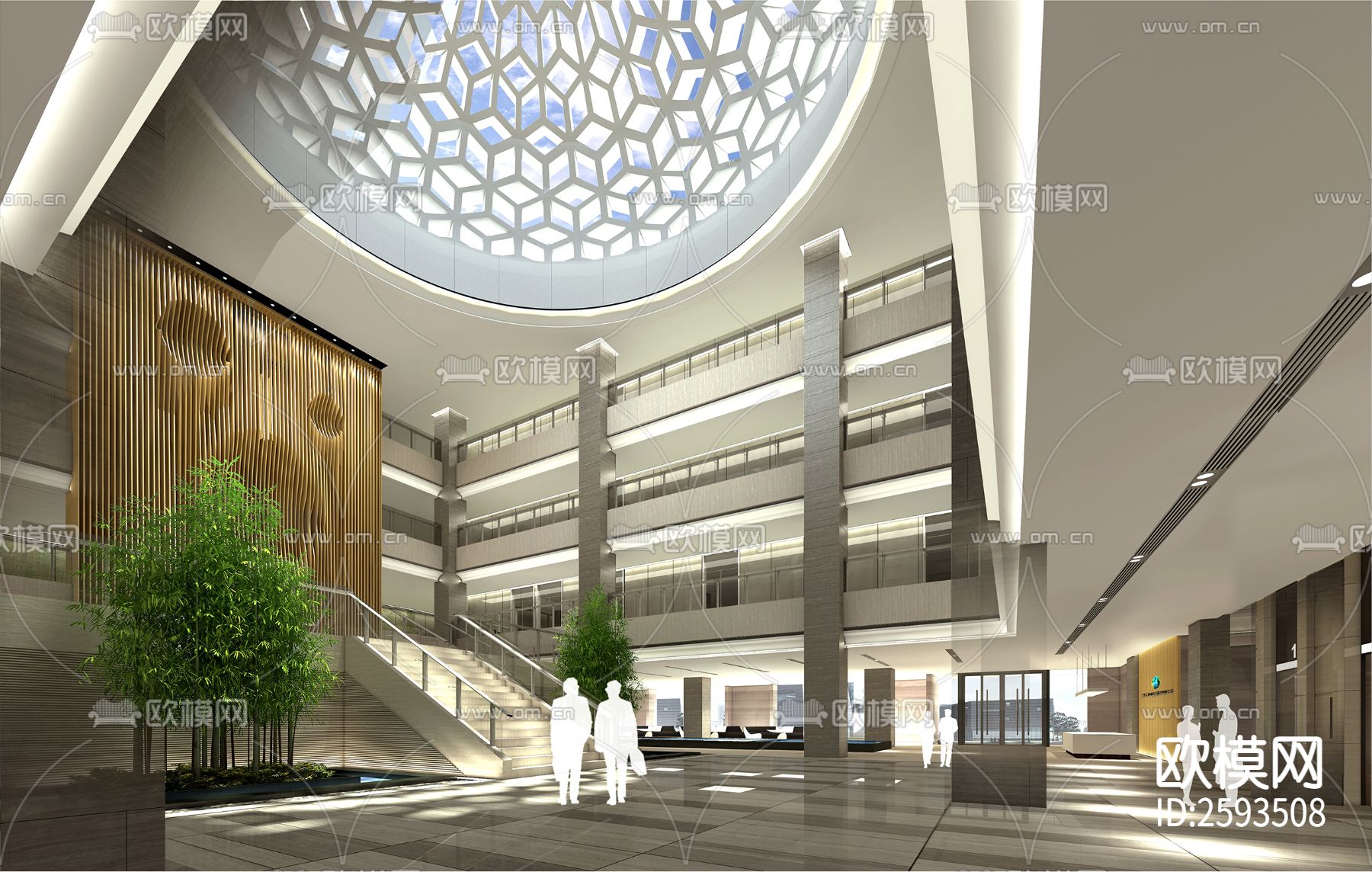 办公楼建筑及室内全套CAD施工图下载（渲染图3）