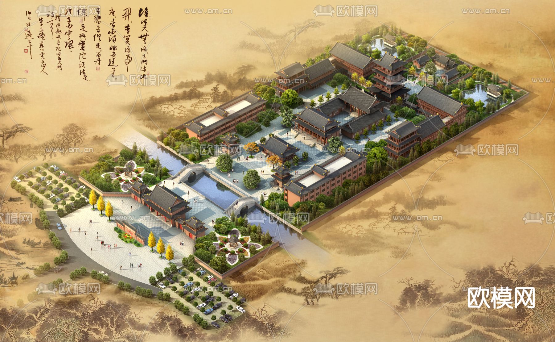 古建寺庙道观3d模型下载（渲染图3）