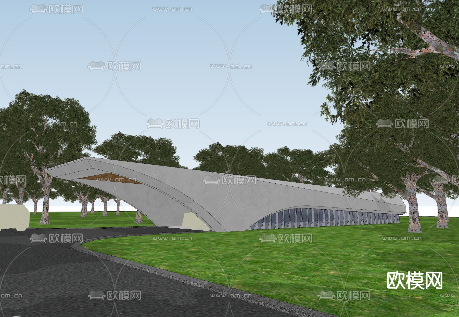 地下车库出入口su模型下载（渲染图3）