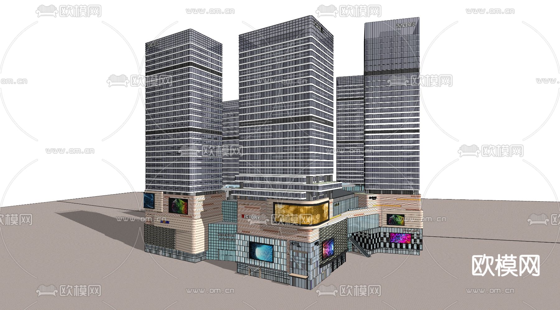 商业综合体 鸟瞰su模型下载（渲染图9）