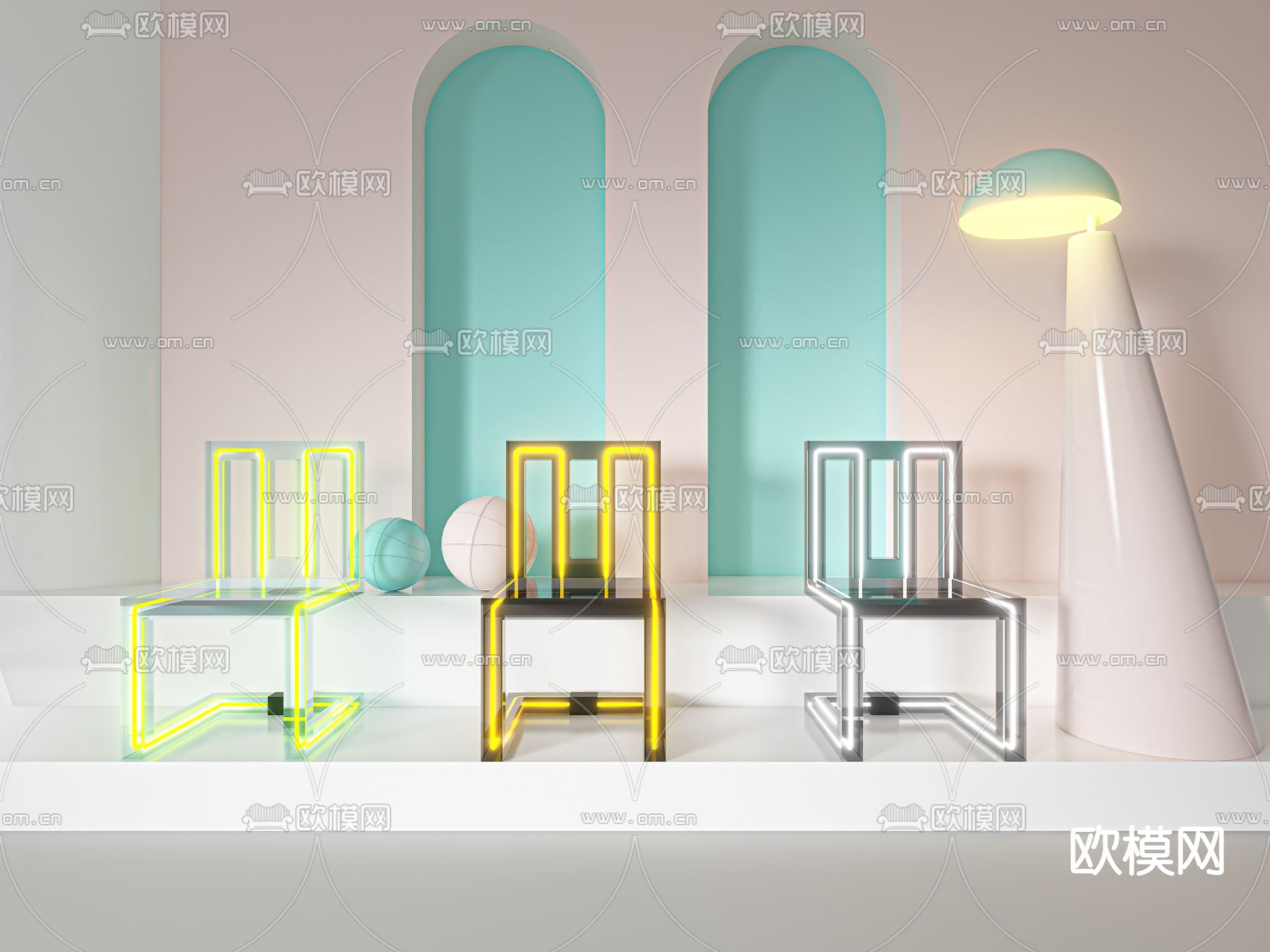 发光椅子 透明椅子3d模型下载