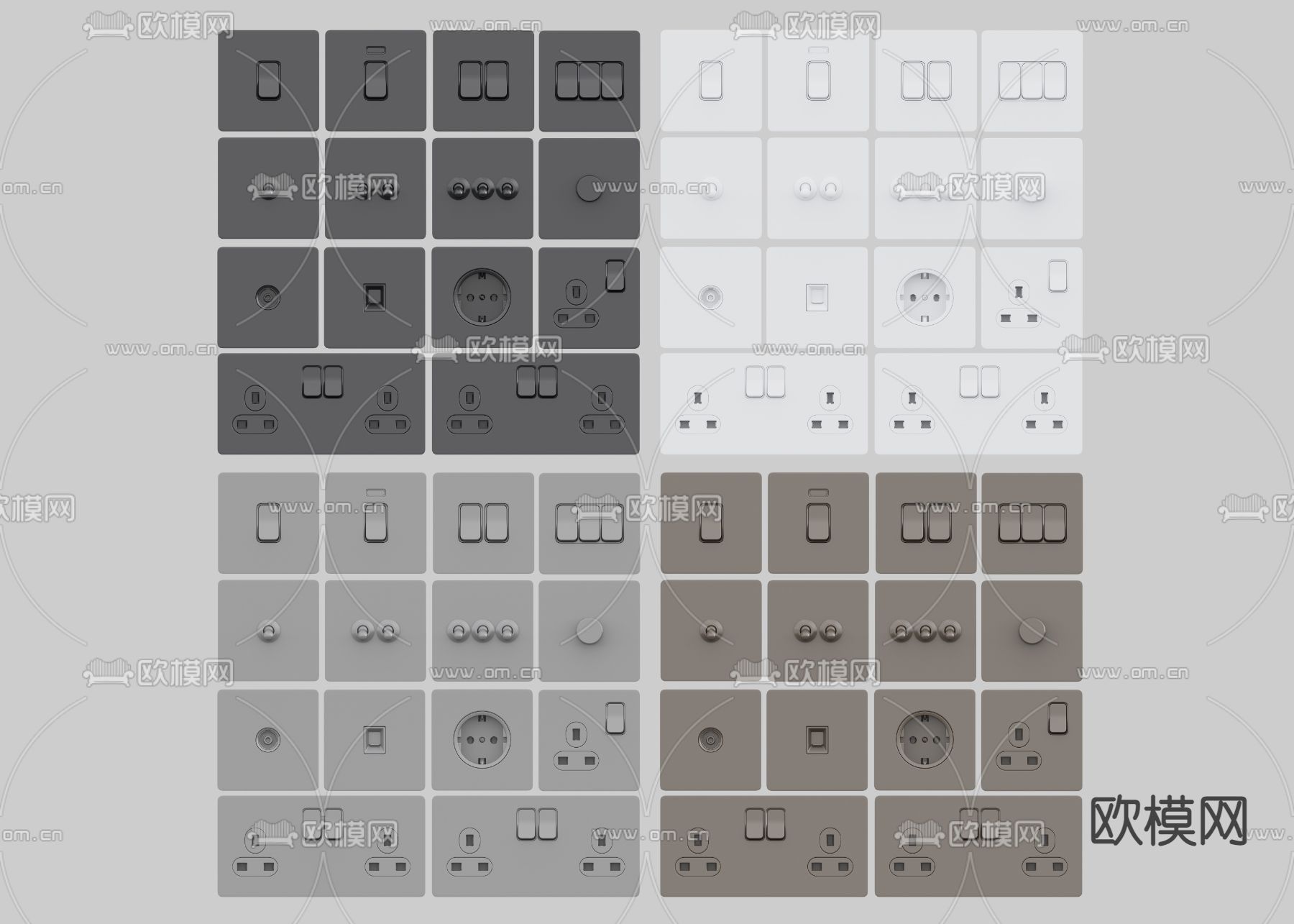 插座 开关 电闸 面板3d模型下载