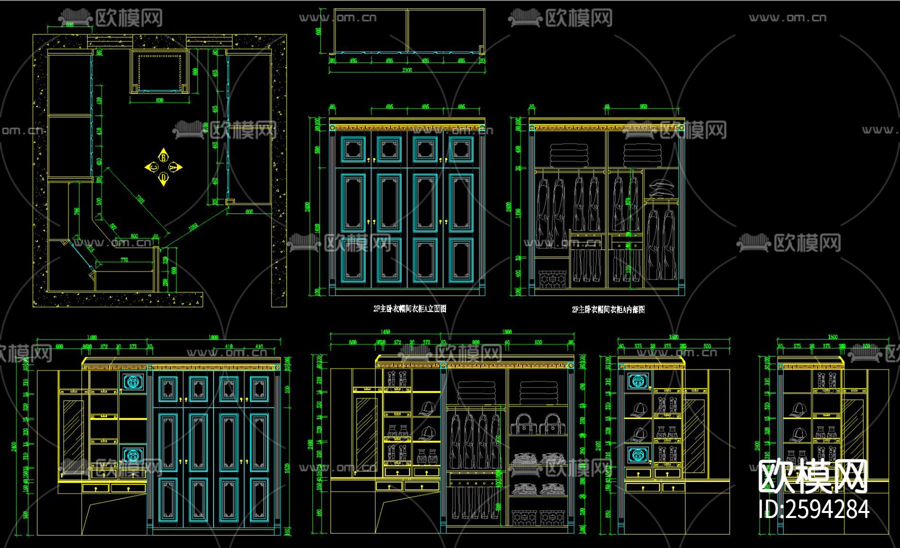 中式博古架酒柜衣帽柜CAD图库下载（渲染图10）