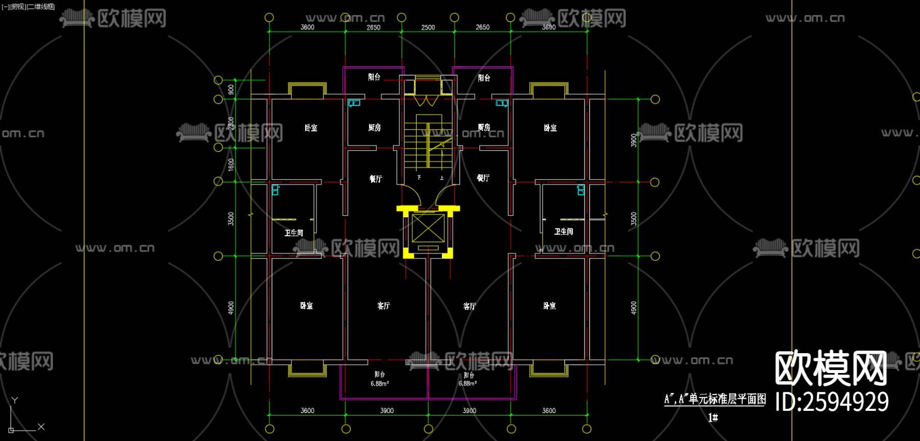 住宅CAD施工图下载（渲染图6）