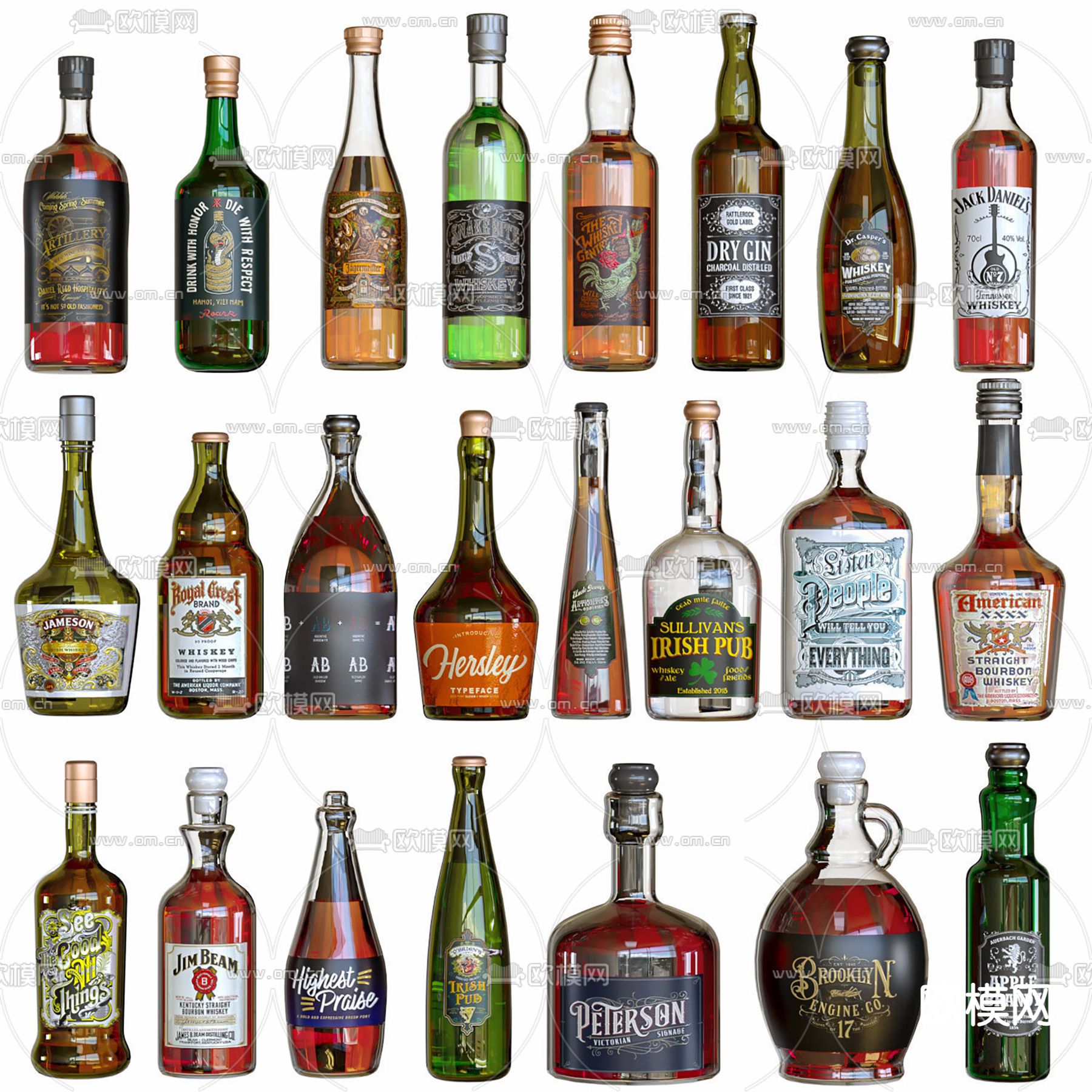 洋酒 红酒 酒瓶su模型下载（渲染图1）