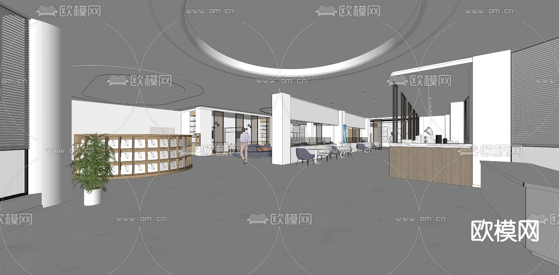 便民服务中心 办事大厅su模型下载（渲染图3）