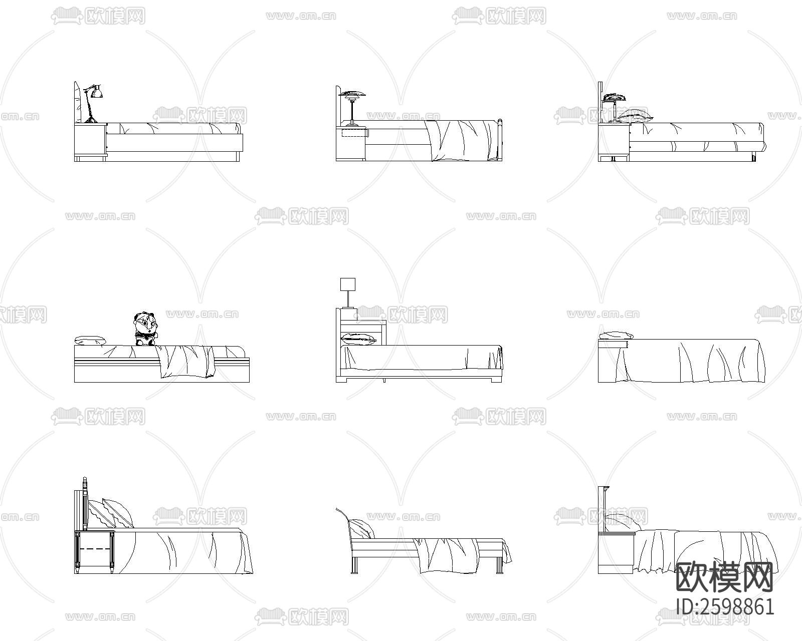 床cad立面图块下载（渲染图4）