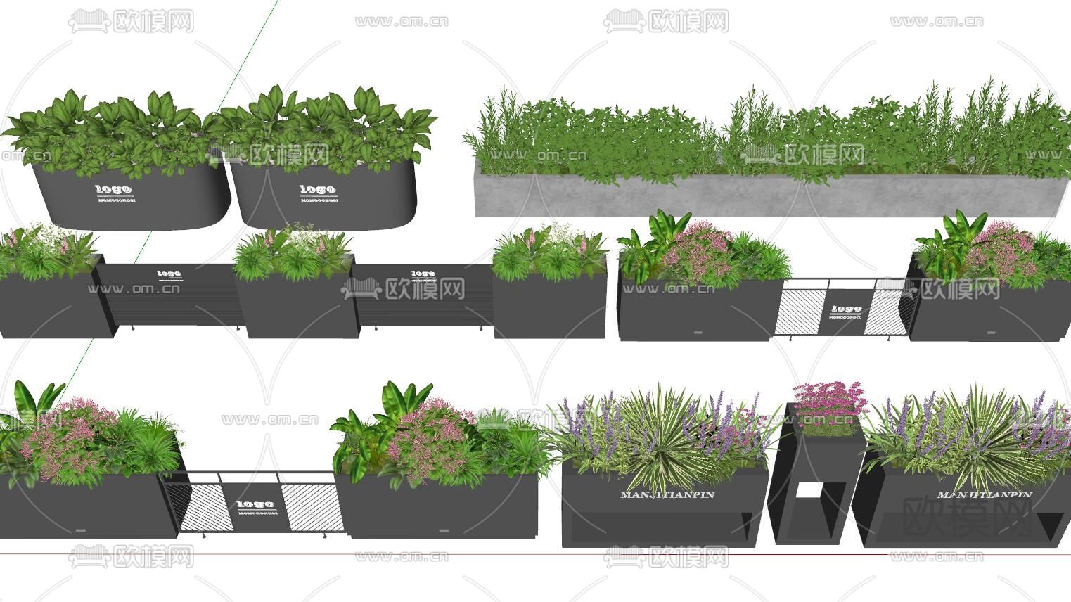 现代花箱 花坛su模型下载（渲染图2）