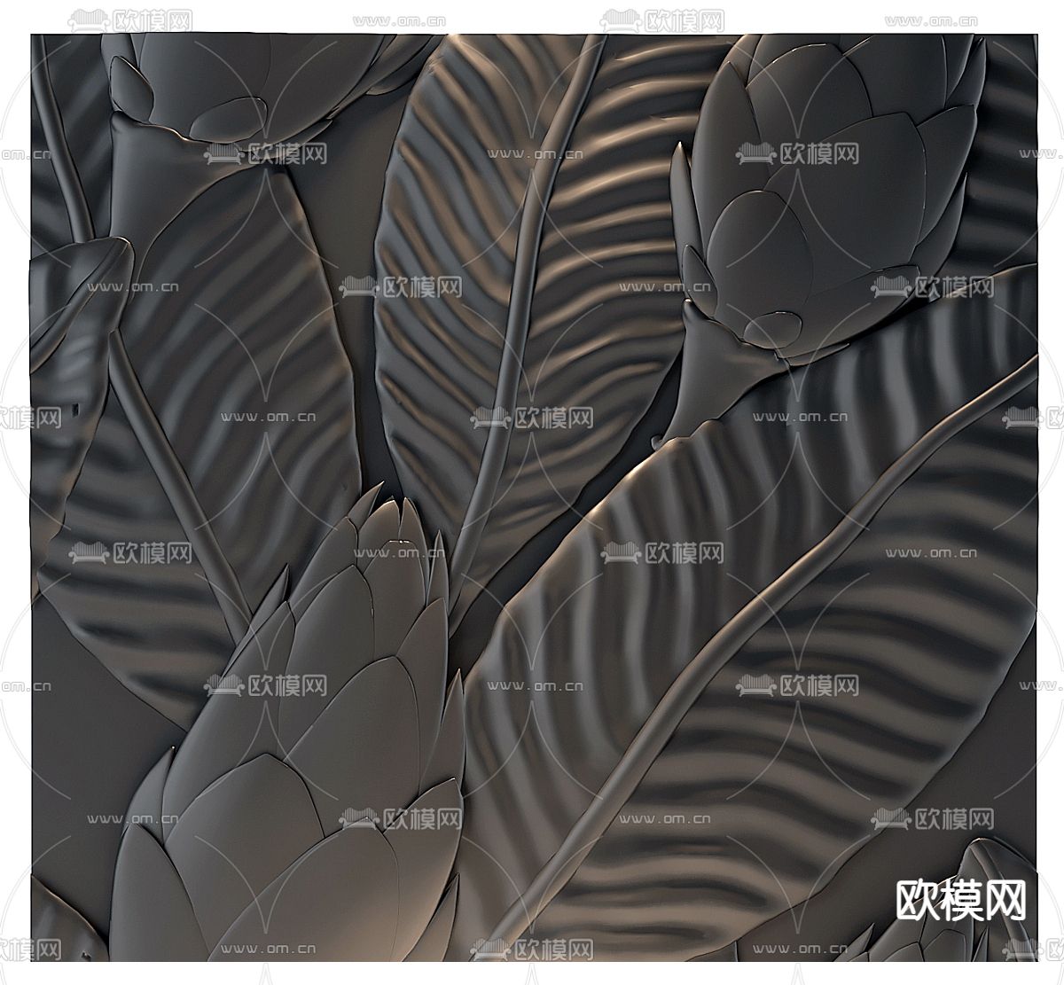 树叶浮雕 装饰板 雕刻雕花3d模型下载_ID14047588_3dmax免费模型-欧模网