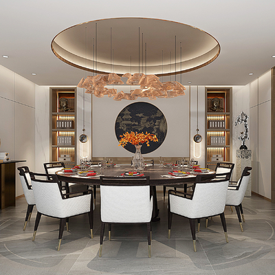  中餐厅包间 包房 包厢su模型 