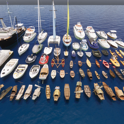  船 轮船 帆船 木船 橡皮艇su模型 