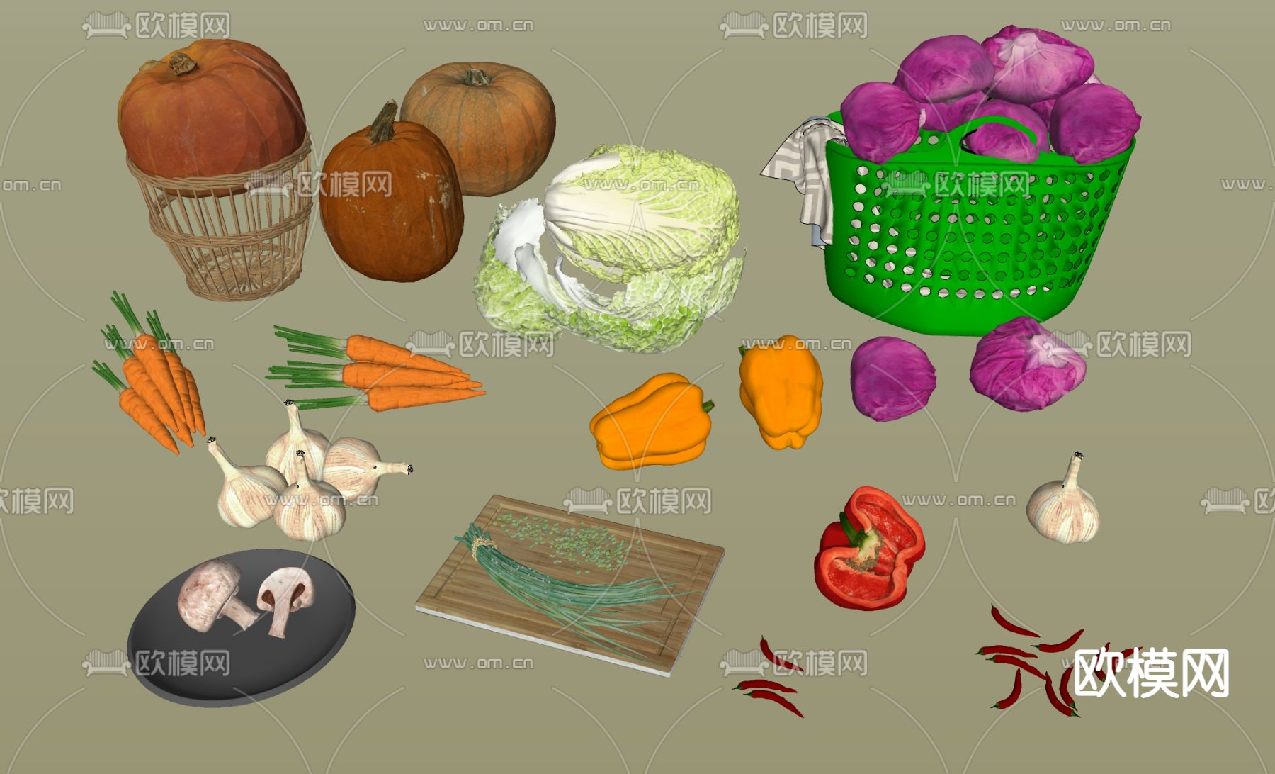 蔬菜 瓜果 食物su模型下载（渲染图2）