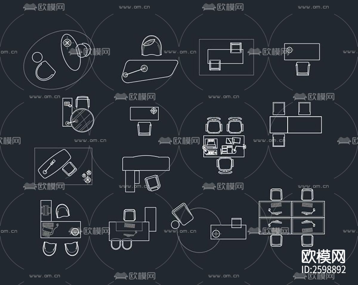 办公桌cad图块下载（渲染图1）