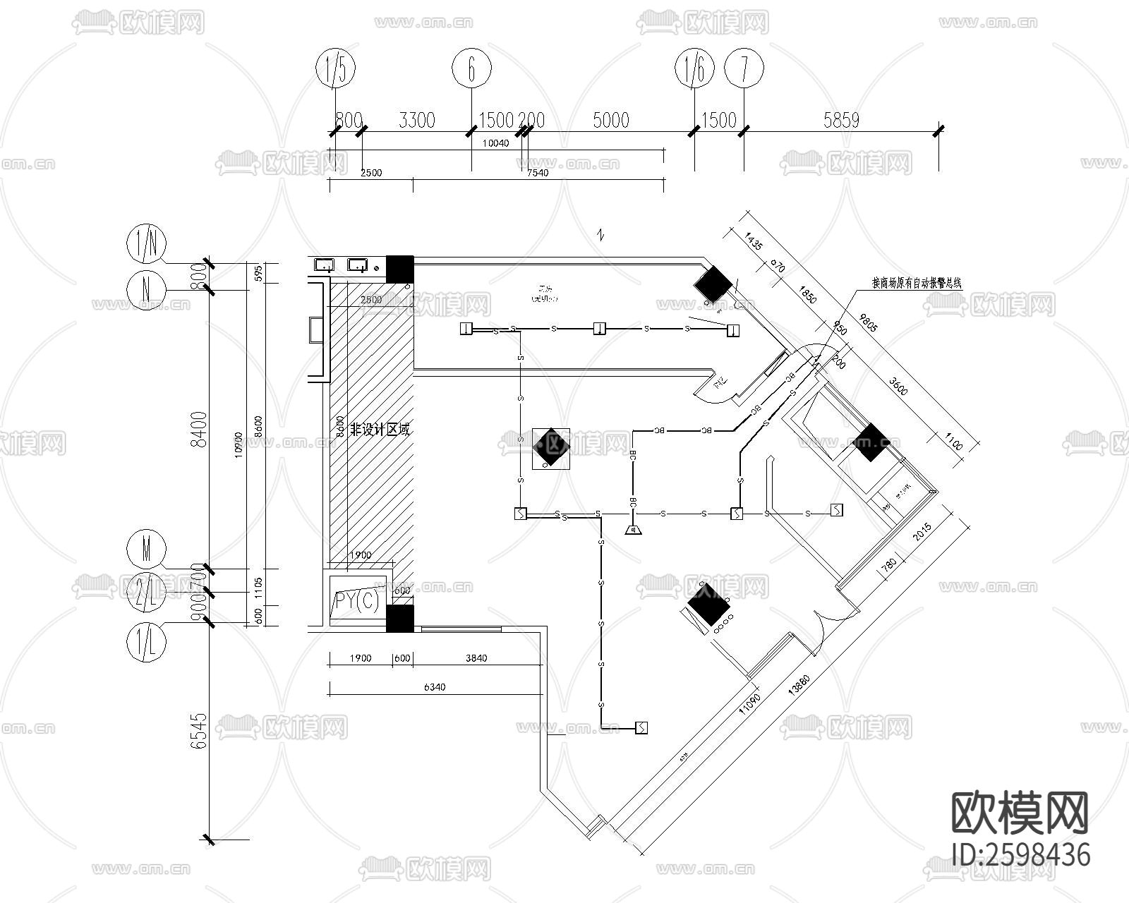 餐饮店专业消防图纸CAD施工图下载（渲染图3）