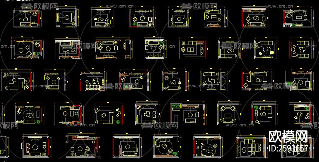 2023客厅布局CAD图库下载（渲染图3）