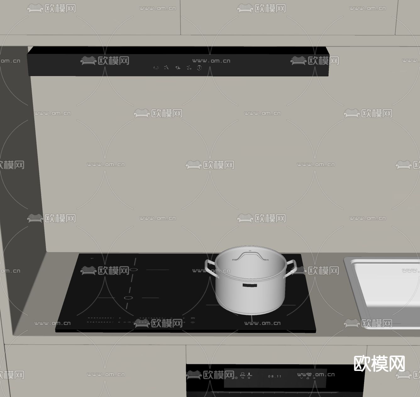 电磁炉 灶台su模型下载（渲染图2）