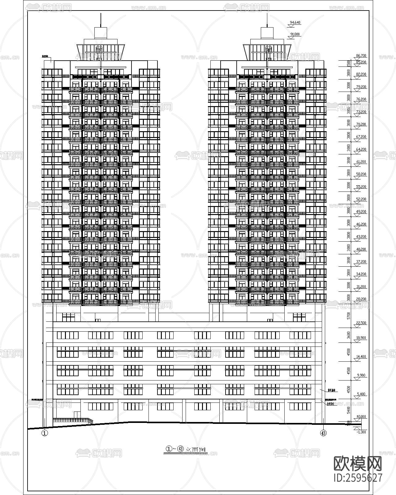 高层住宅全套建筑CAD施工图下载（渲染图4）