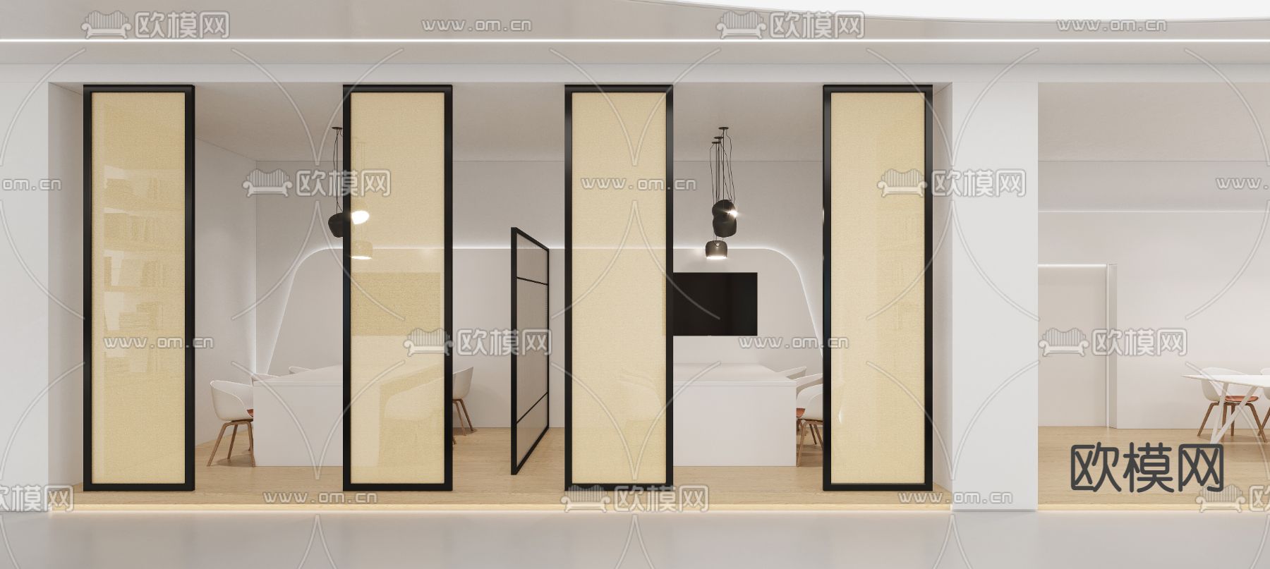 便民服务中心 办事大厅su模型下载（渲染图4）