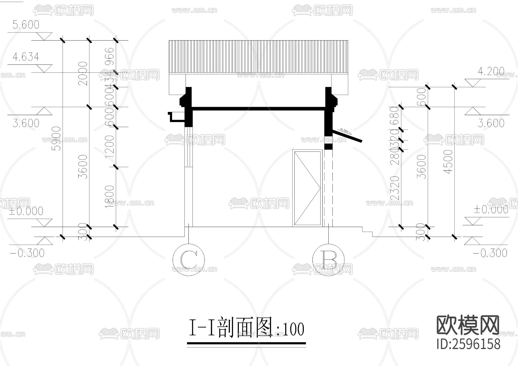 坡屋顶公共厕所全套CAD施工图下载（渲染图6）
