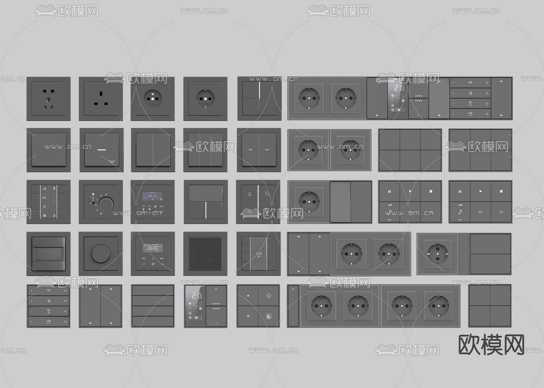 插座 开关面板3d模型下载