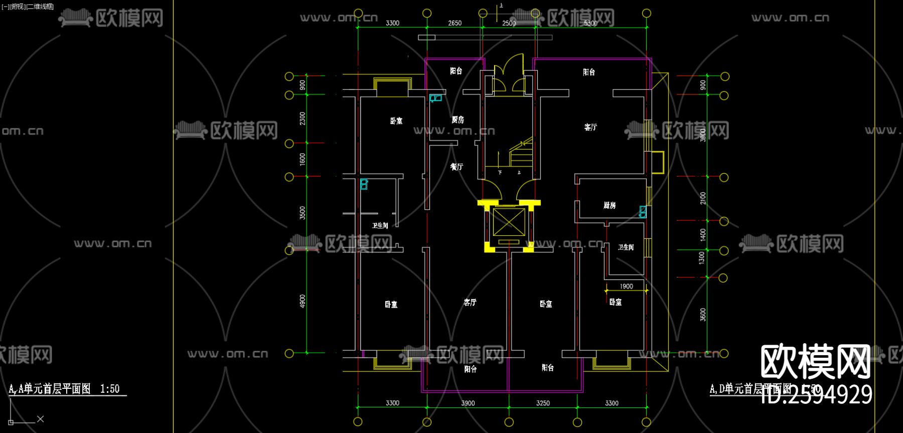 住宅CAD施工图下载（渲染图3）