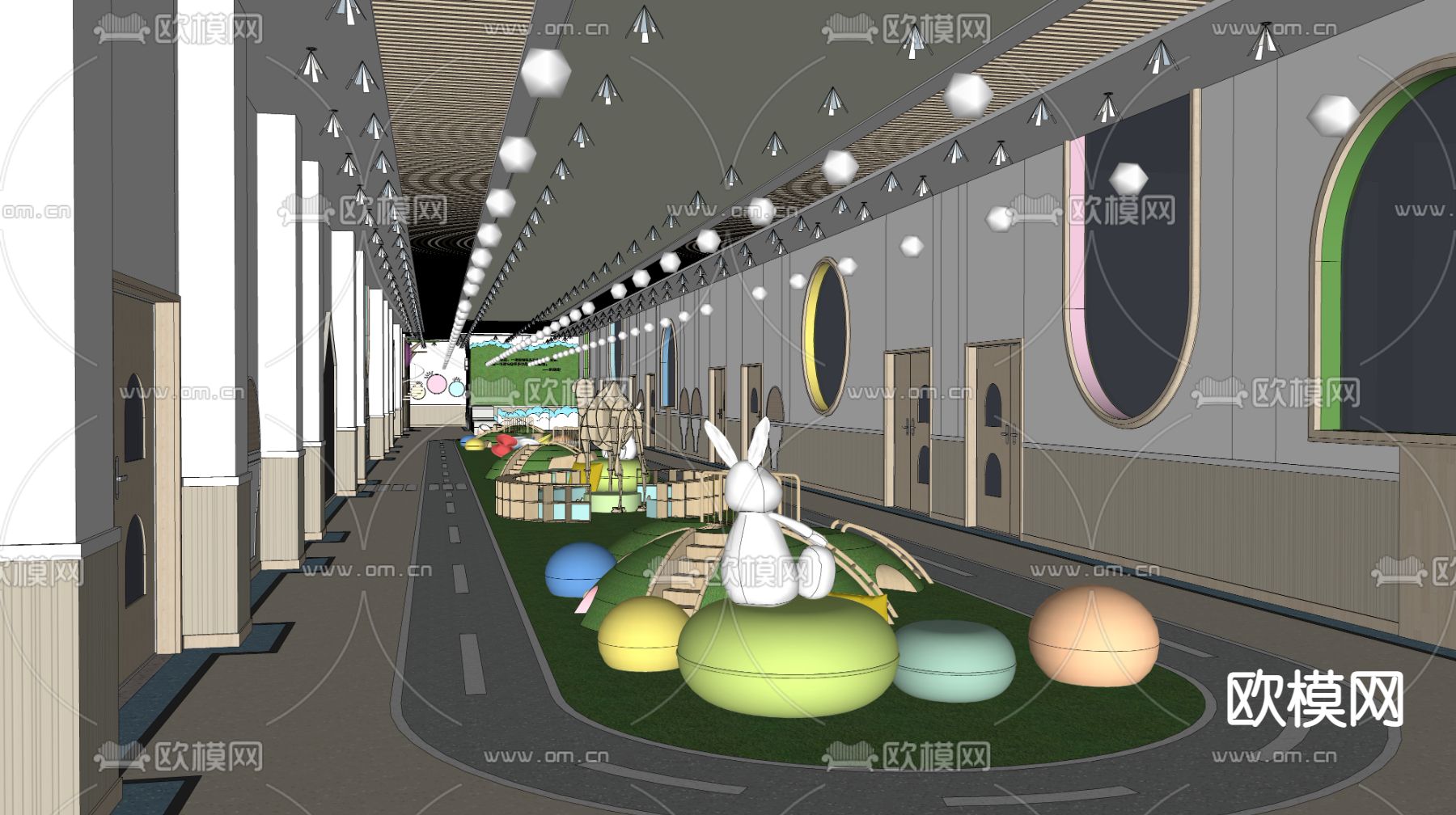 现代幼儿园教室su模型下载（渲染图2）