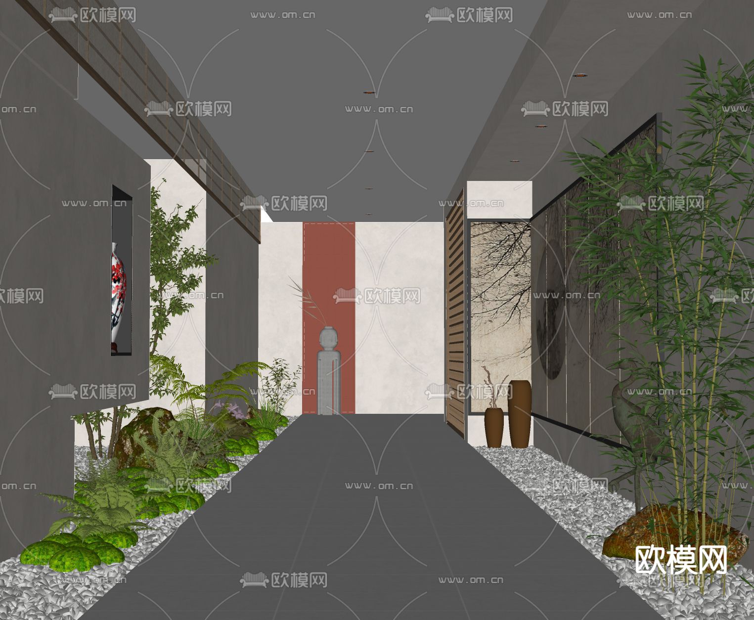 酒店通道 走廊过道su模型下载（渲染图2）