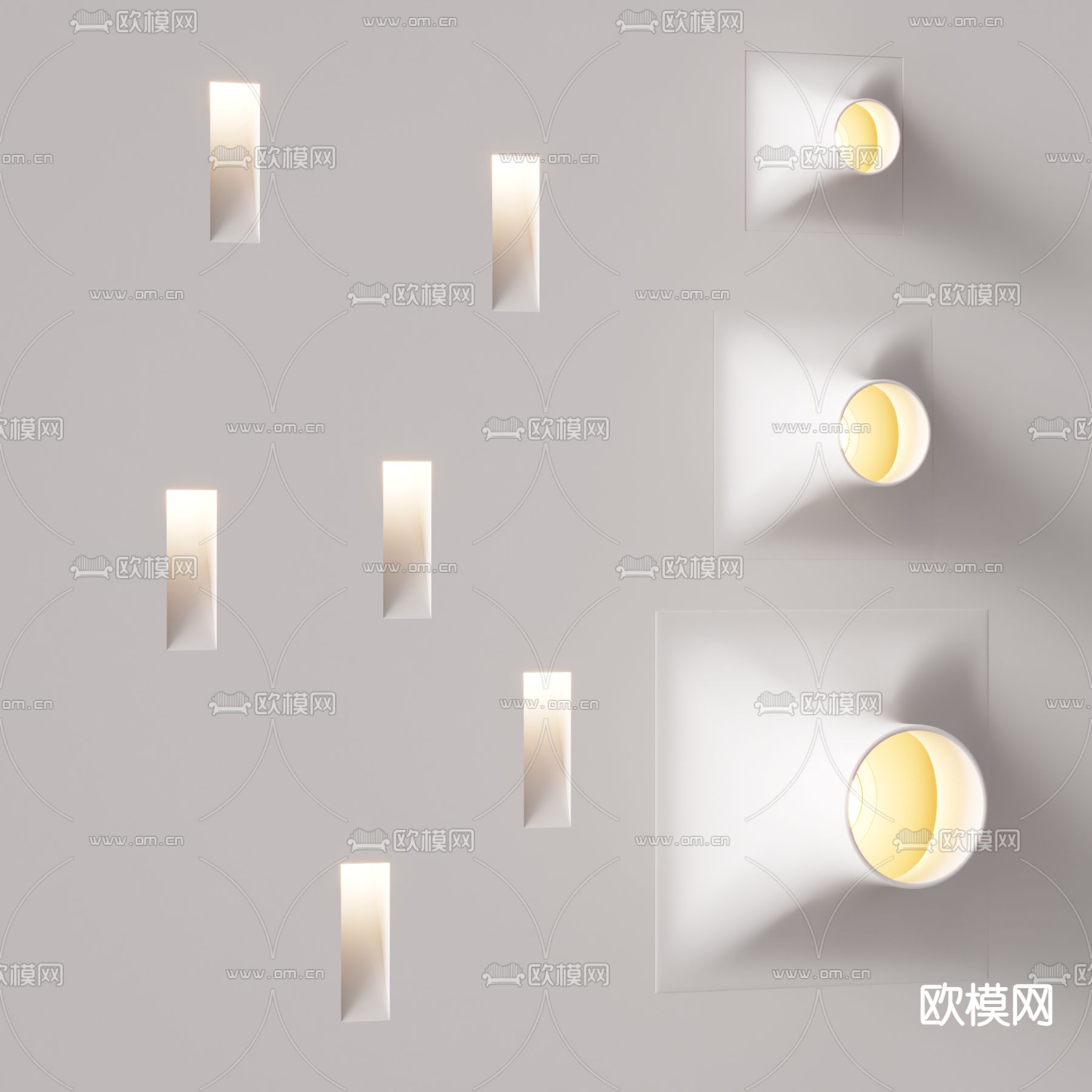 石膏灯 射灯 筒灯3d模型下载