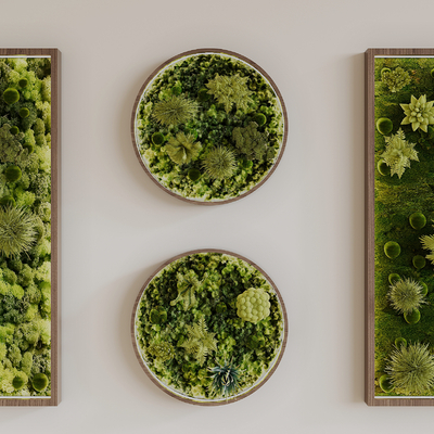  现代绿植墙su模型 