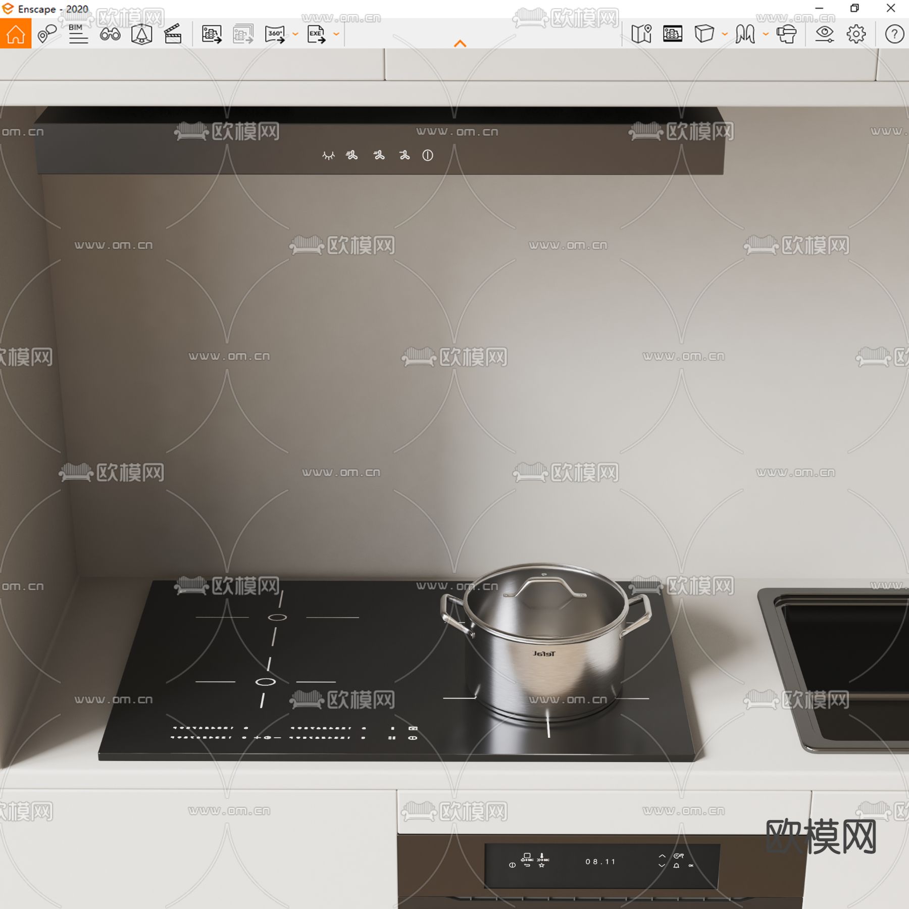 电磁炉 灶台su模型下载（渲染图3）