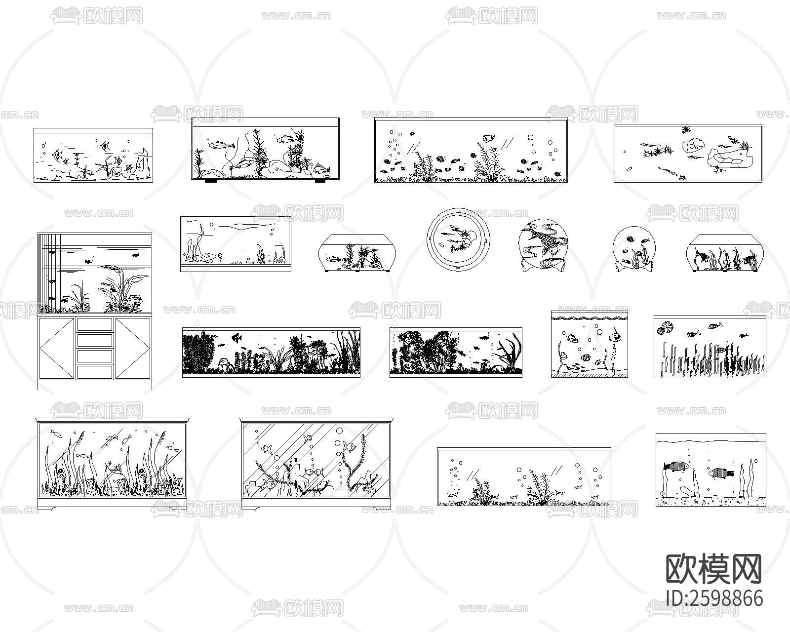 鱼缸cad图块下载（渲染图2）