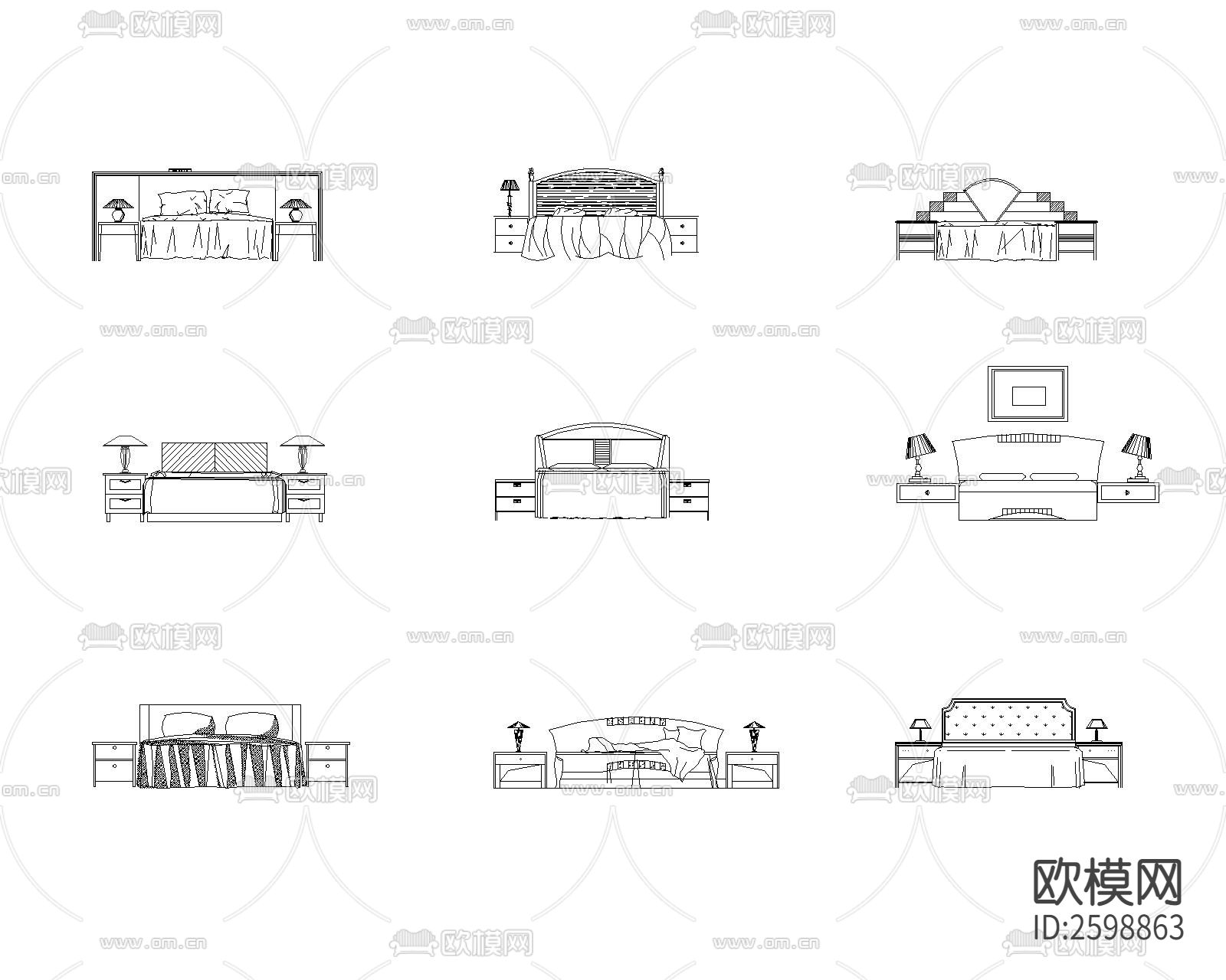 床cad立面图块下载（渲染图4）