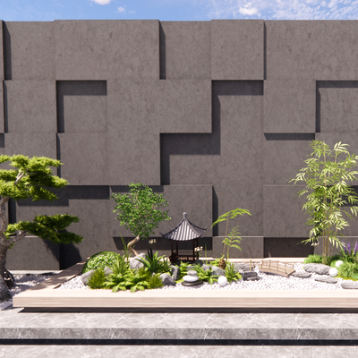  松树造景 植物堆su模型 