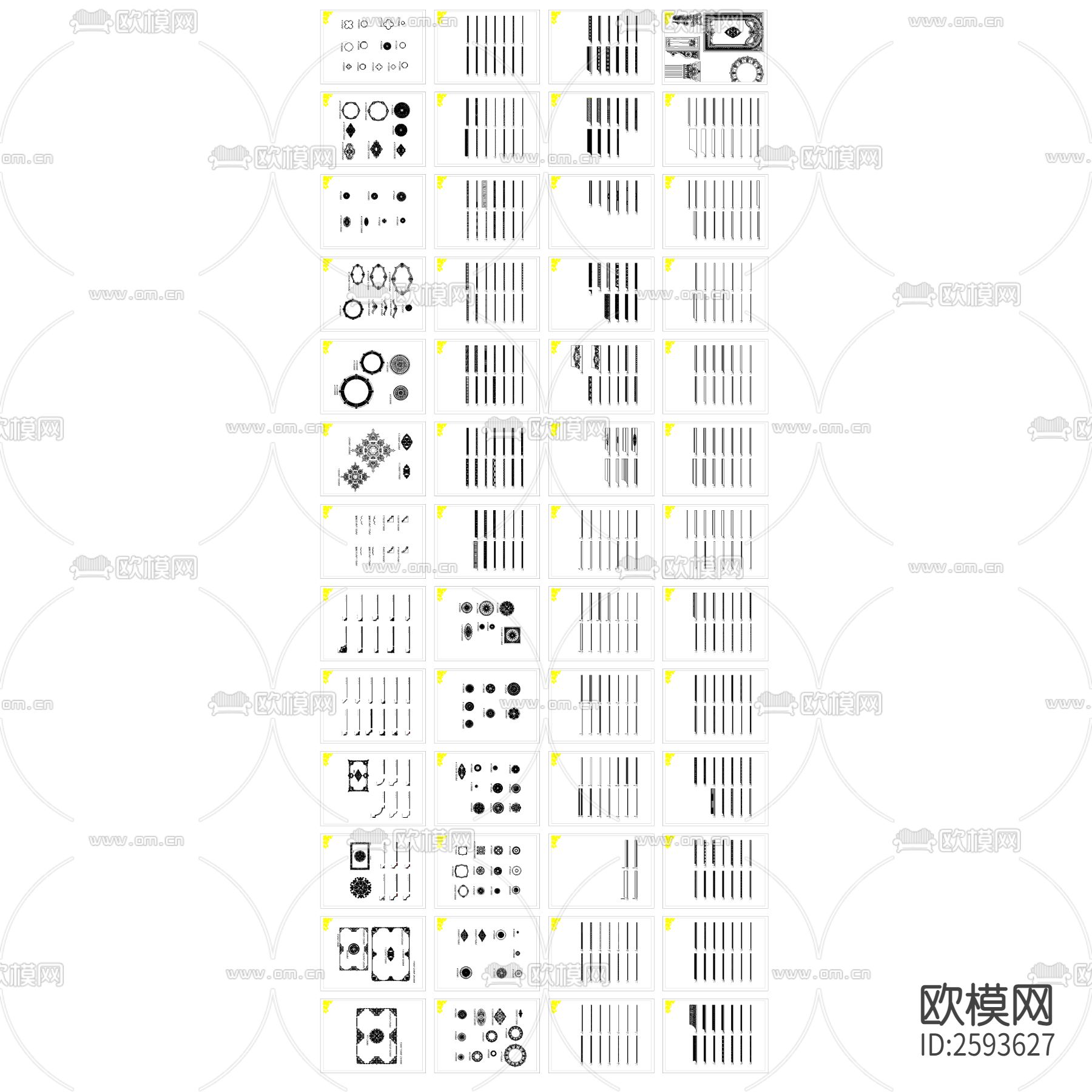 法式雕花构件CAD图库下载（渲染图6）
