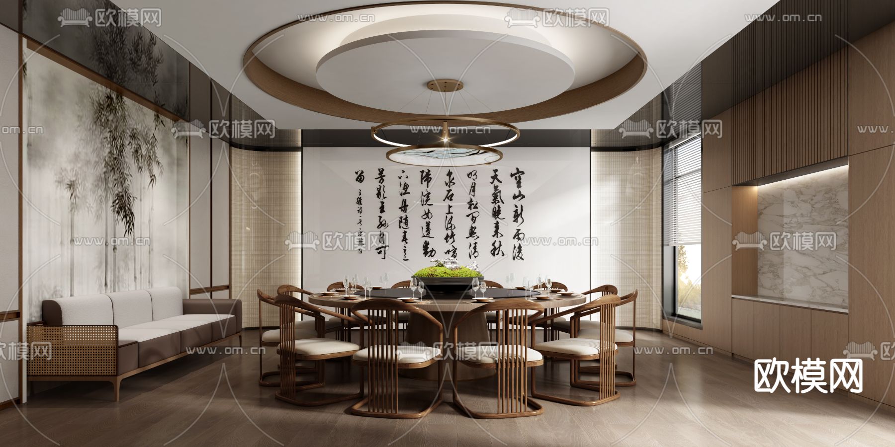 中餐厅包房 包间 包厢3d模型下载_ID14046168_3dmax免费模型-欧模网