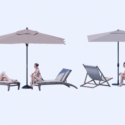 泳池沙滩躺椅 su模型 