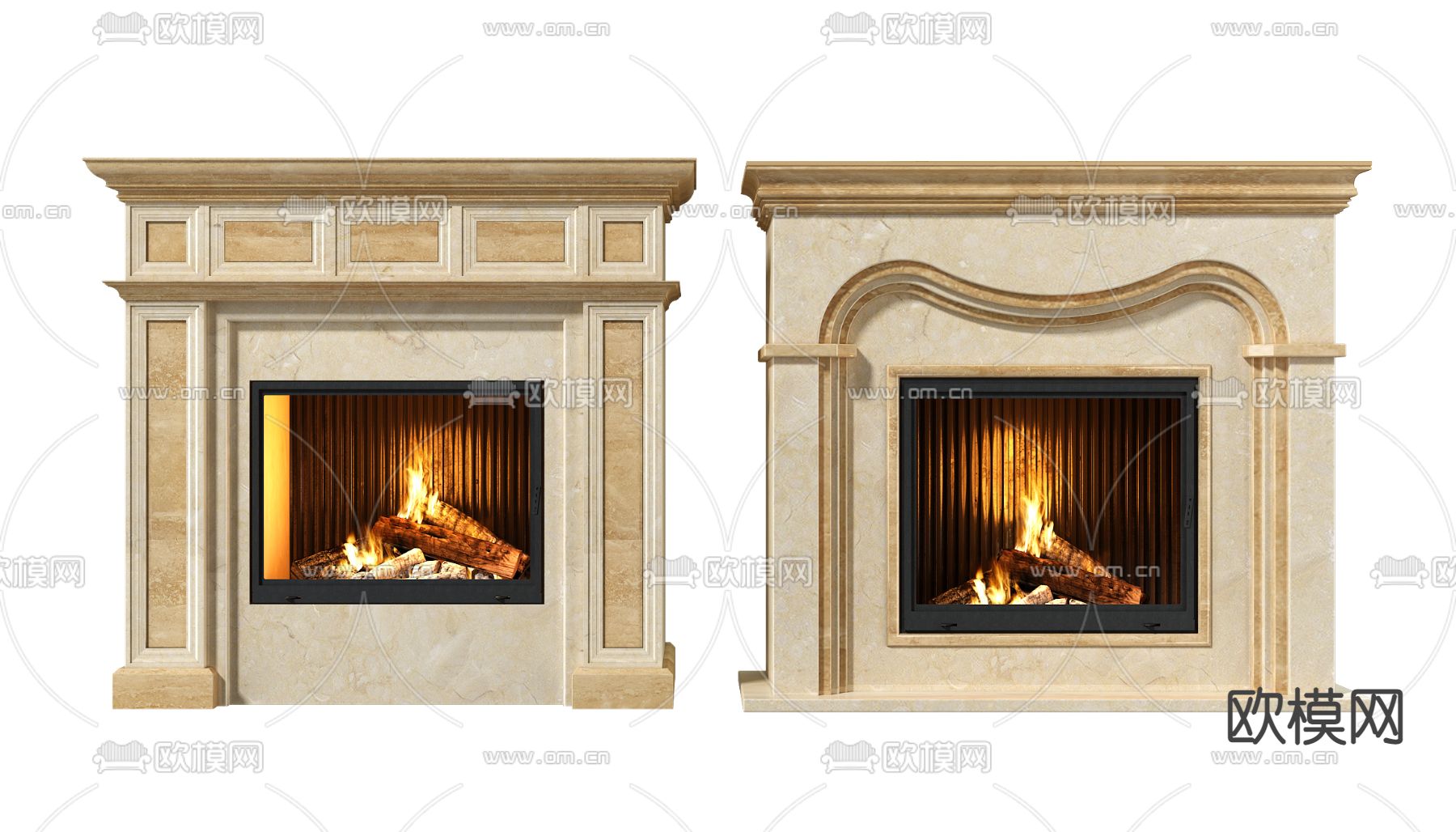 欧式壁炉3d模型下载