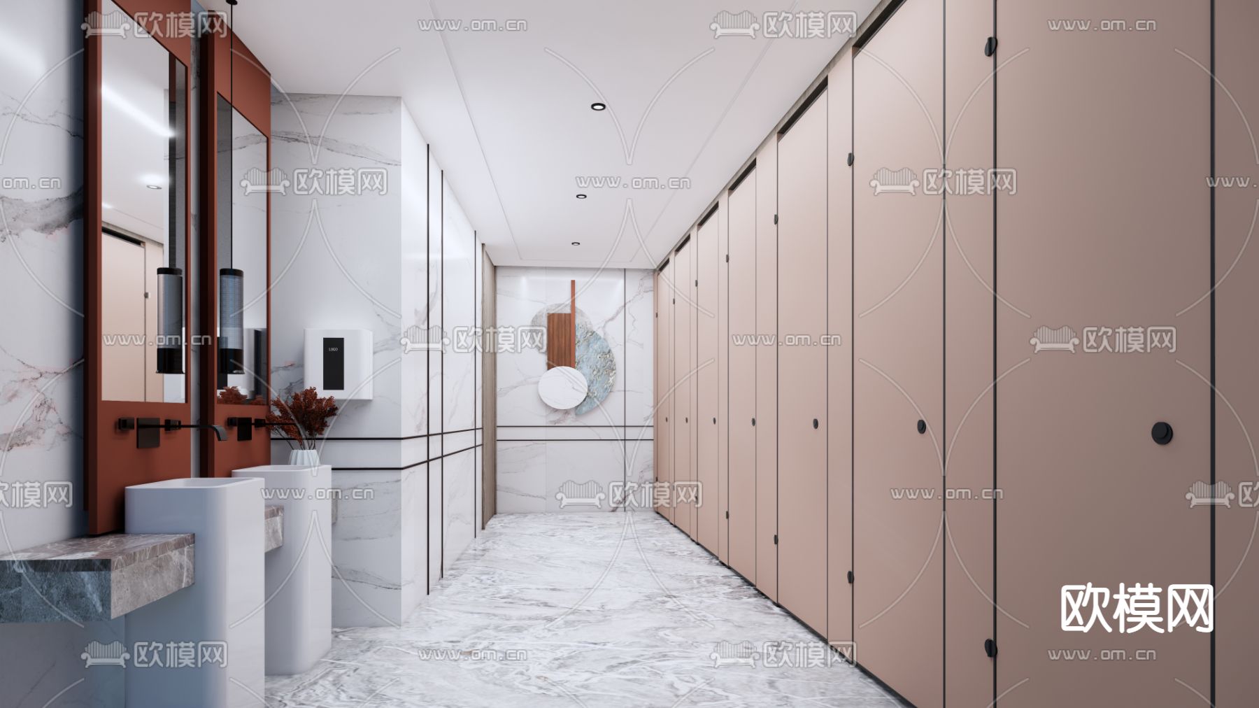 公共卫生间su模型下载（渲染图1）