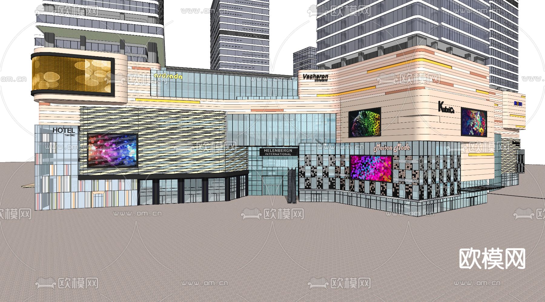 商业综合体 鸟瞰su模型下载（渲染图6）