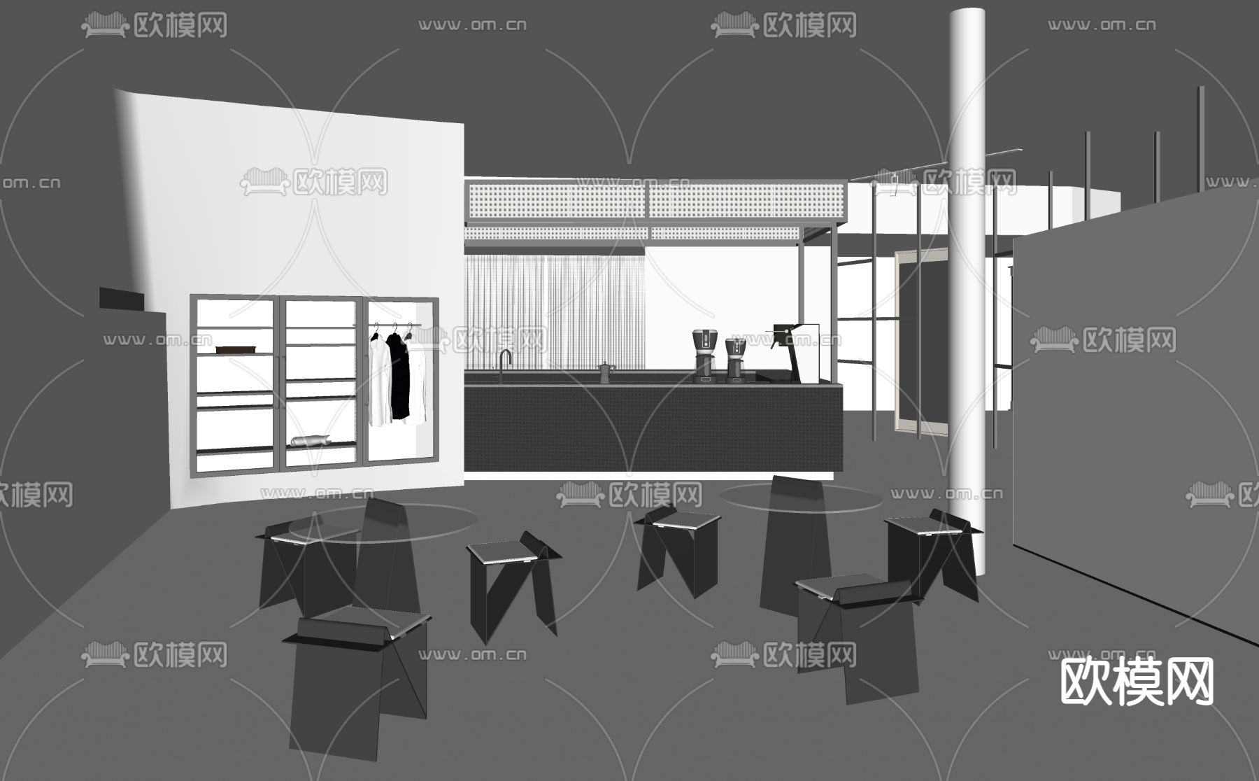 工业风买手店su模型下载（渲染图2）