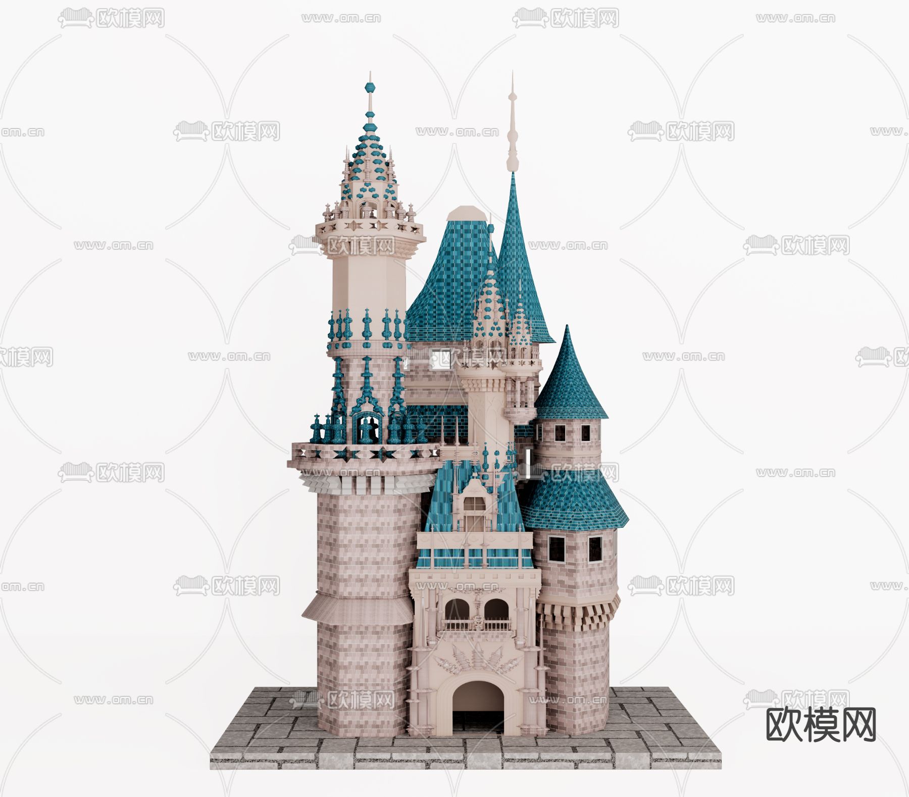 现代城堡摆件su模型下载（渲染图1）